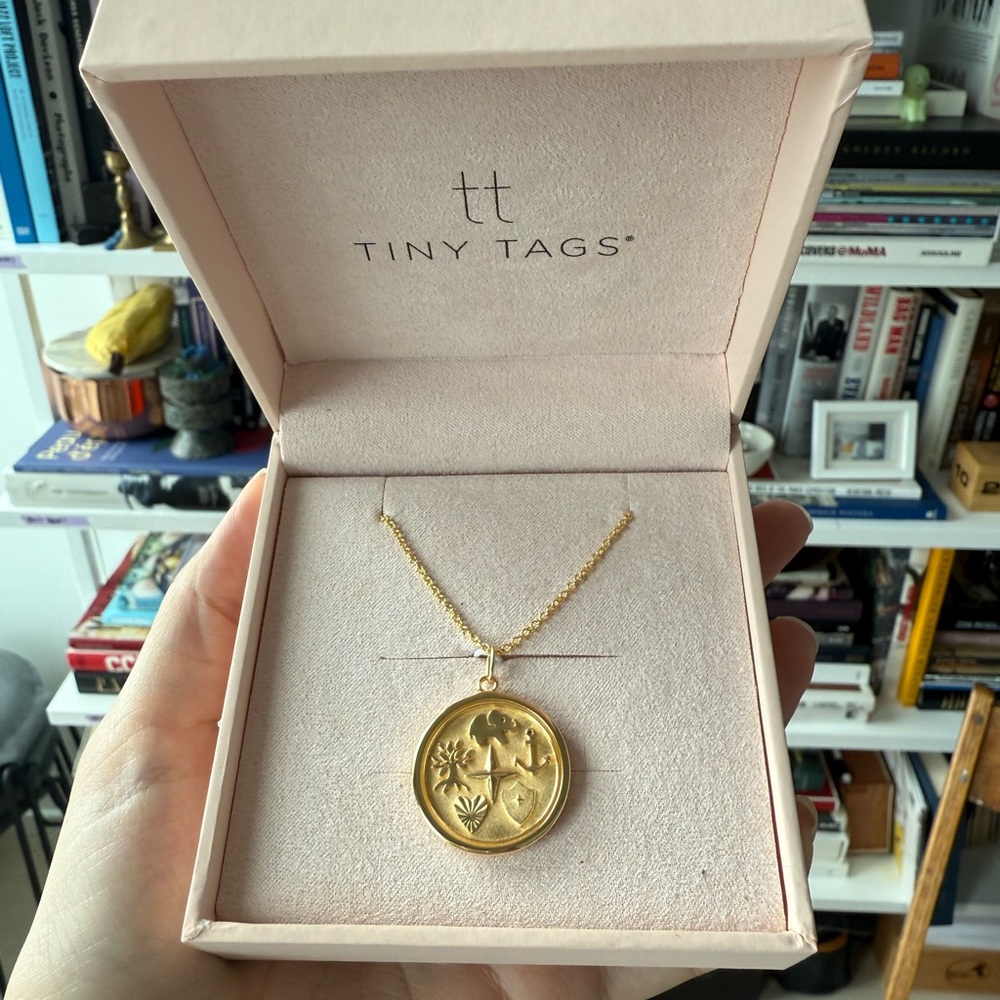 Tiny Tags Reflection Coin Pendant Necklace with Chain